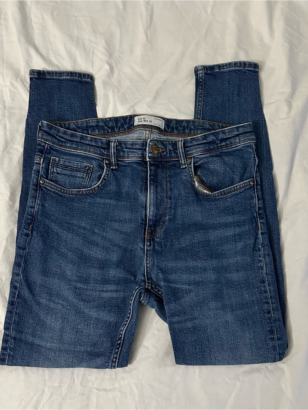 Zara Man Skinny Fit Men's Jeans in Deep Indigo Blue
